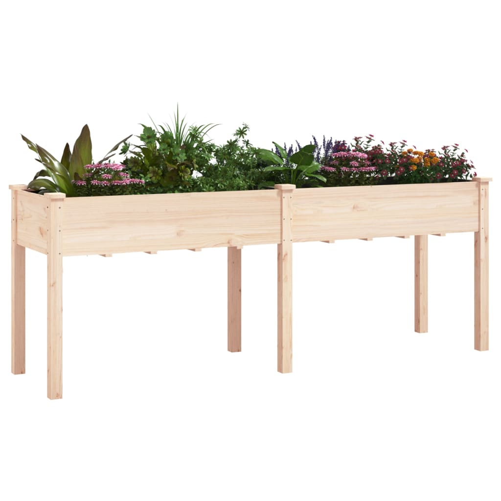 Jardinière Vidaxl avec doublure 203x53x76 cm de bois solide solide