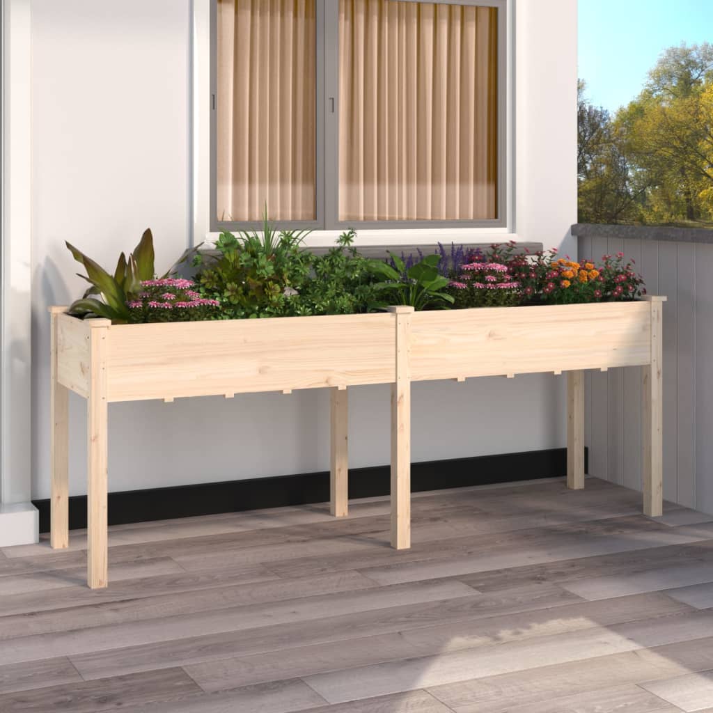 Jardinière Vidaxl avec doublure 203x53x76 cm de bois solide solide