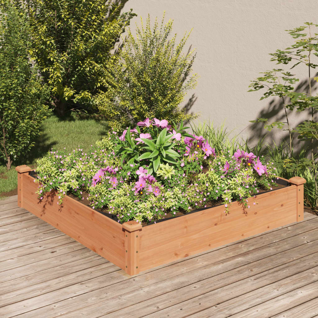 Planteur Vidaxl élevé avec une doublure 120x120x25 cm brun brun
