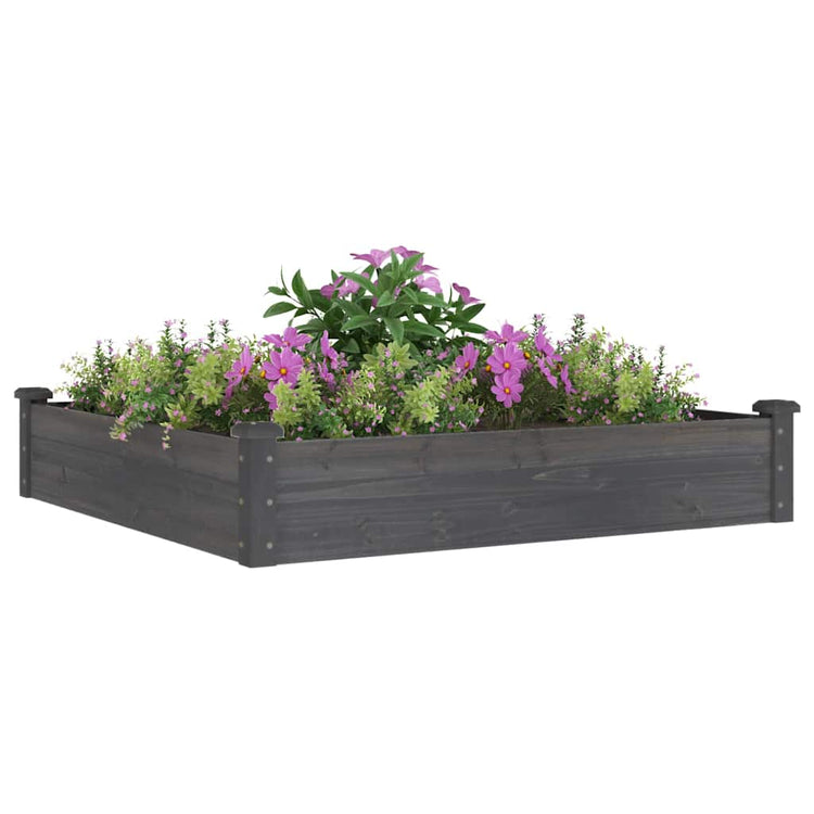 Planteur Vidaxl élevé avec une doublure 120x120x25 cm en gris en bois pur