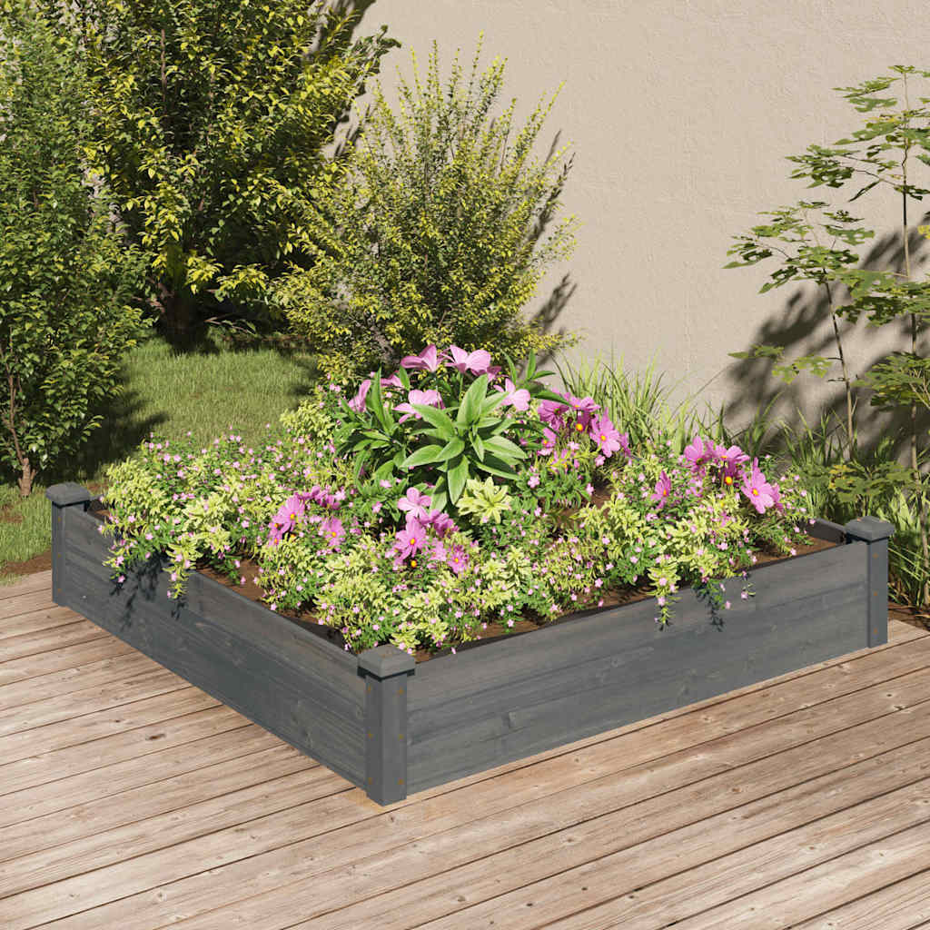 Planteur Vidaxl élevé avec une doublure 120x120x25 cm en gris en bois pur