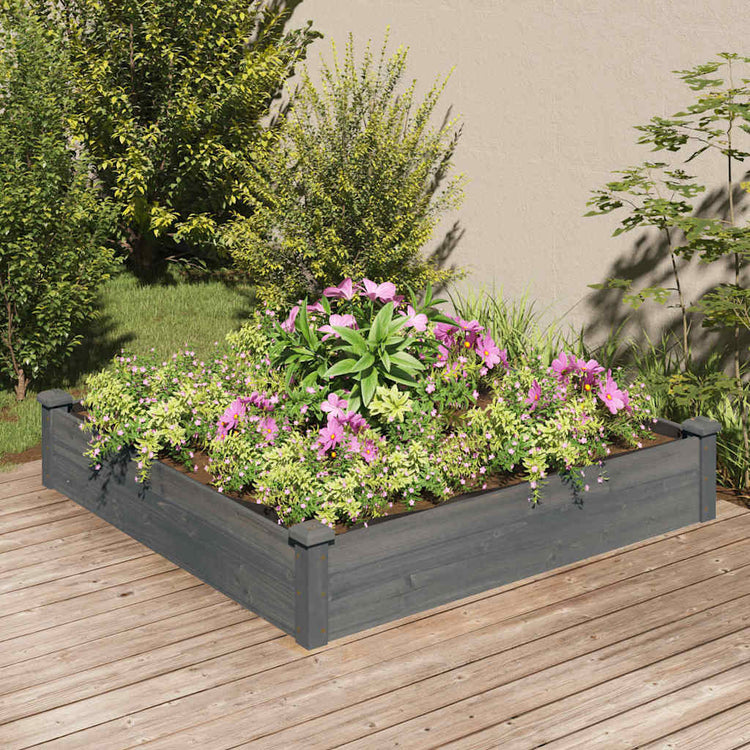 Planteur Vidaxl élevé avec une doublure 120x120x25 cm en gris en bois pur