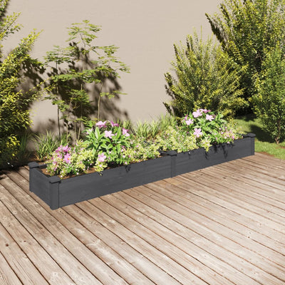 Planteur Vidaxl surélevé avec doublure 240x45x25 cm-bois gris