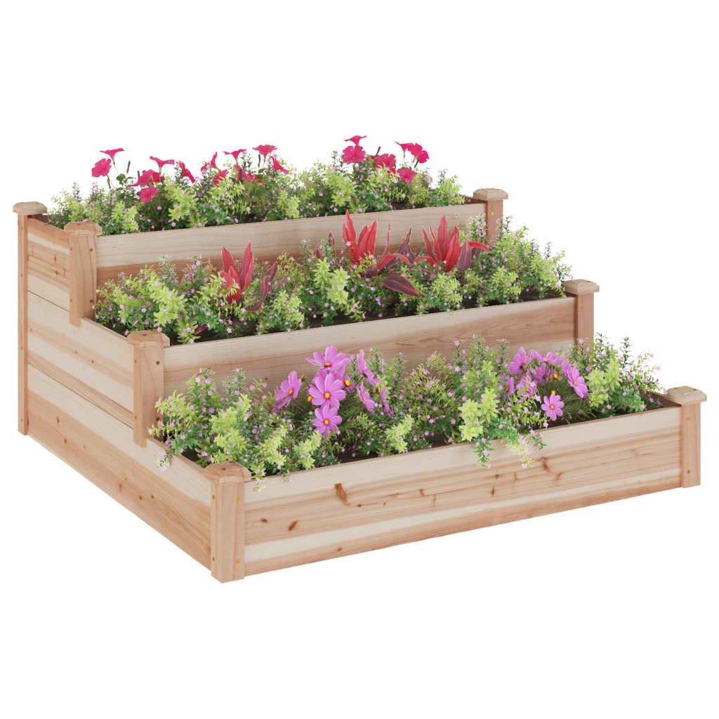 Planteur Vidaxl élevé avec doublure 120x120x56 cm de bois solide solide