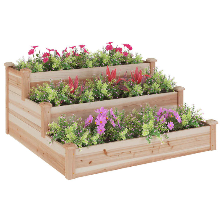 Planteur Vidaxl élevé avec doublure 120x120x56 cm de bois solide solide