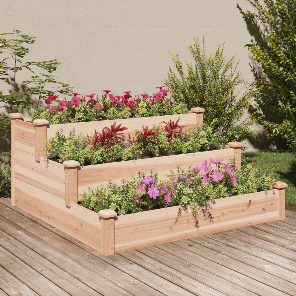 Planteur Vidaxl élevé avec doublure 120x120x56 cm de bois solide solide