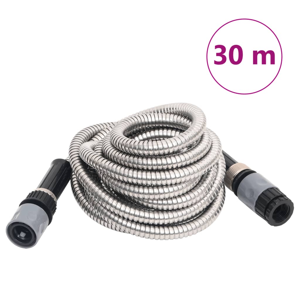 Vidaxl Garden Tapis avec tête de pulvérisation 0,6 '' 30 m Couleur en argent en acier inoxydable
