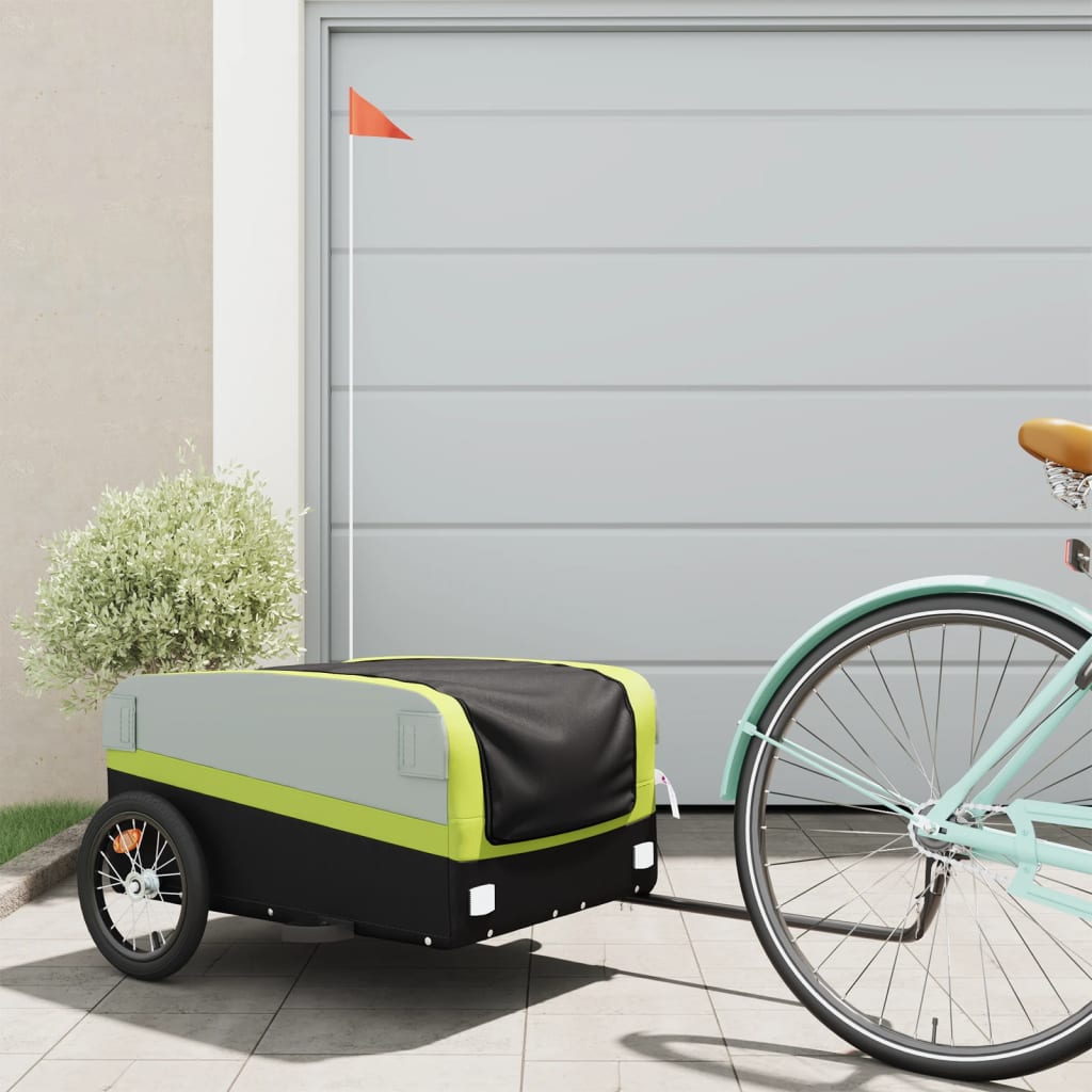 Vidaxl Bicycle Trailer 45 kg de fer noir et vert