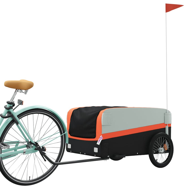 Vidaxl Bicycle Trailer 45 kg de fer noir et orange