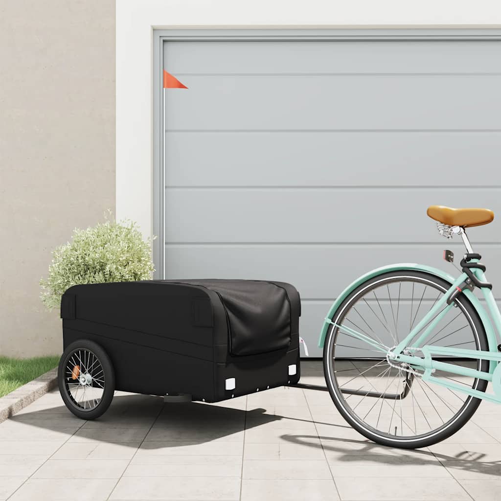 Vidaxl Bicycle Trailer 45 kg de fer noir