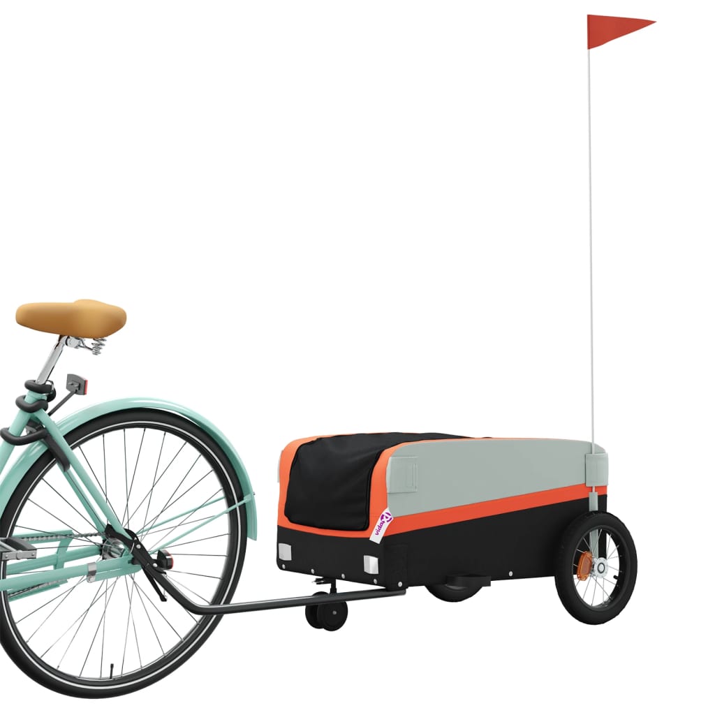 Vidaxl Bicycle Trailer 30 kg de fer noir et orange