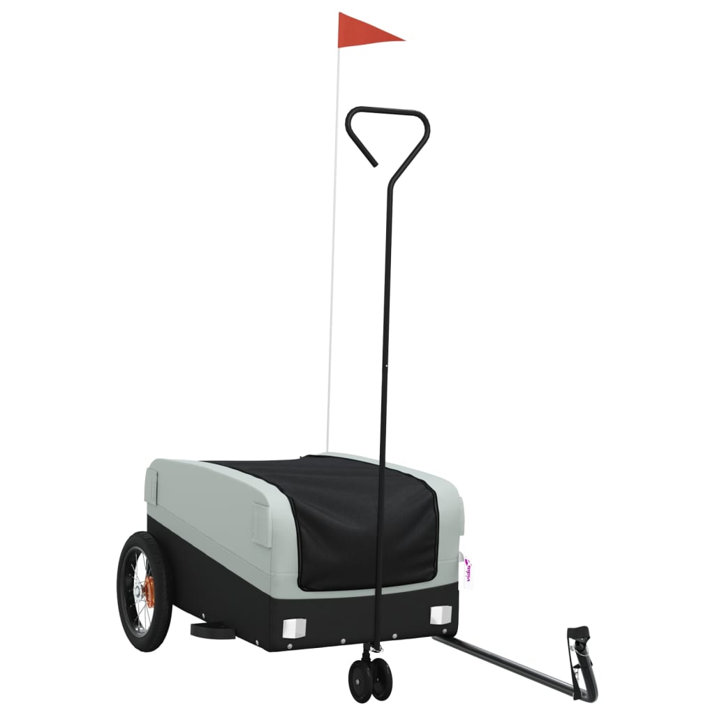 Vidaxl Bicycle Trailer 30 kg de fer noir et gris