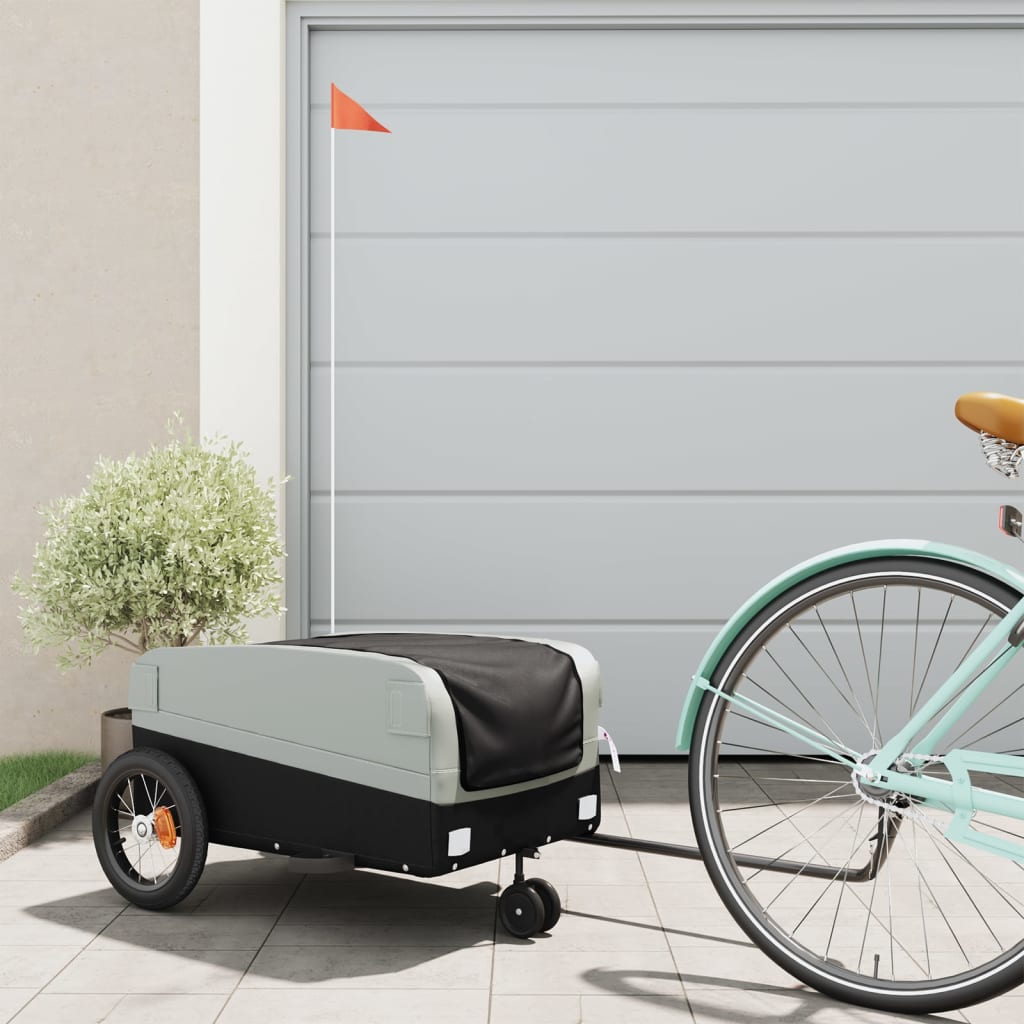 Vidaxl Bicycle Trailer 30 kg de fer noir et gris