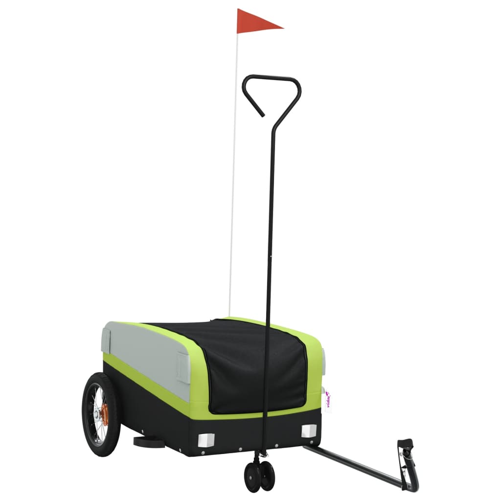 Vidaxl Bicycle Trailer 30 kg de fer noir et vert