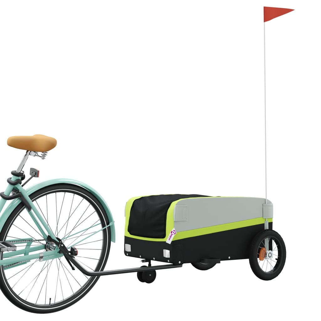 Vidaxl Bicycle Trailer 30 kg de fer noir et vert