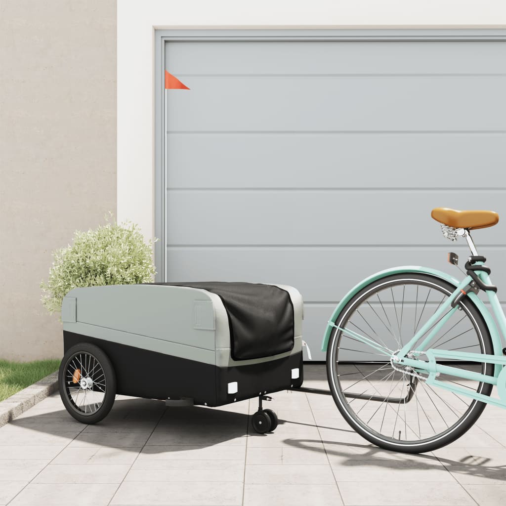 Vidaxl Bicycle Trailer 45 kg de fer noir et gris