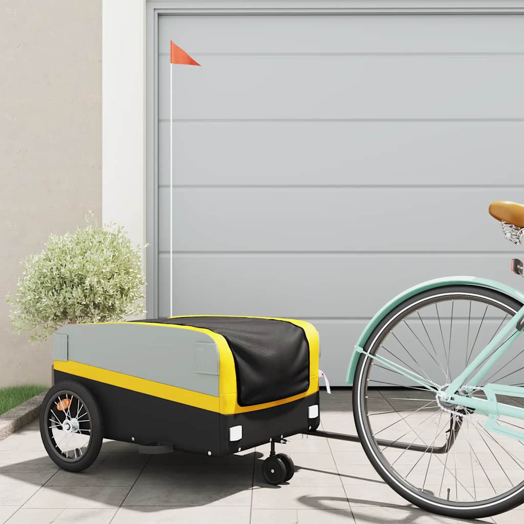 Vidaxl Bicycle Trailer 45 kg de fer noir et jaune