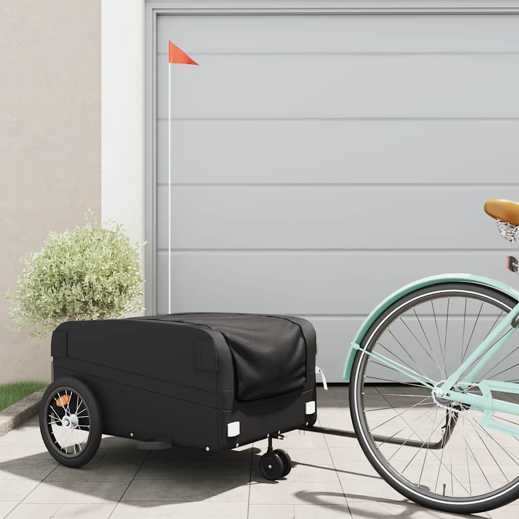 Vidaxl Bicycle Trailer 45 kg de fer noir
