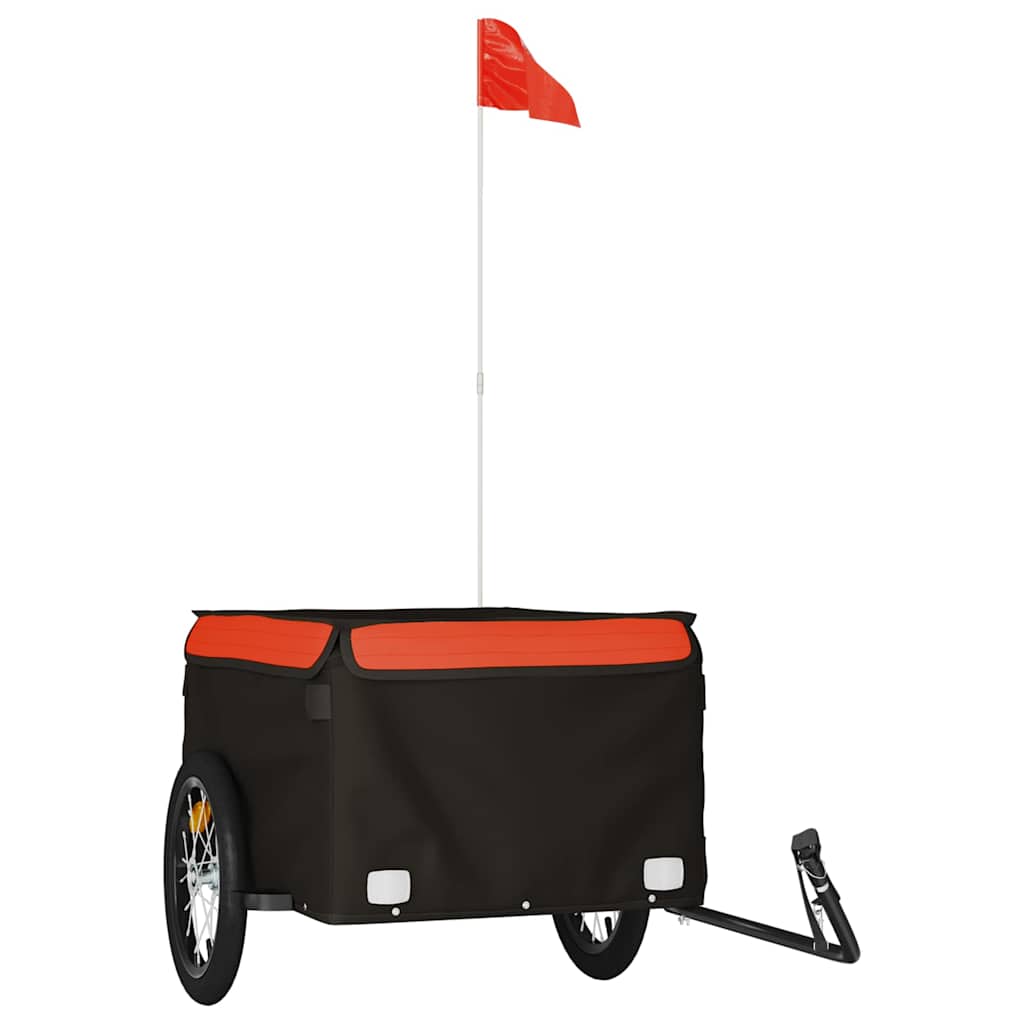 Vidaxl Bicycle Trailer 45 kg de fer noir et orange