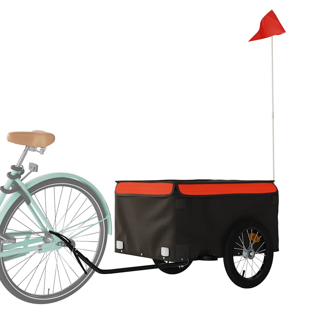 Vidaxl Bicycle Trailer 45 kg de fer noir et orange