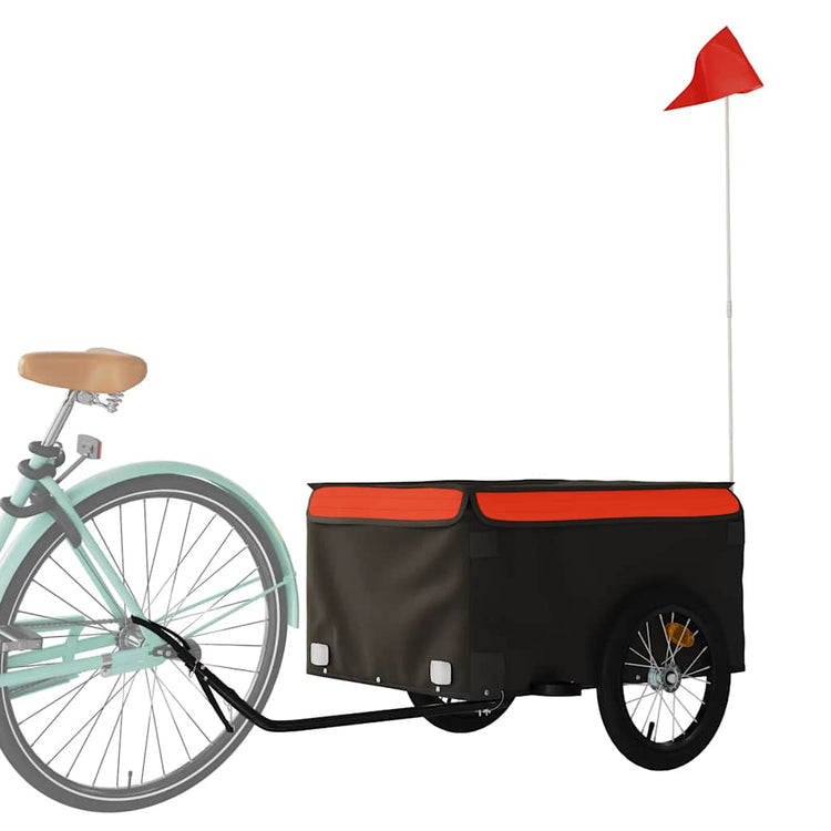 Vidaxl Bicycle Trailer 45 kg de fer noir et orange