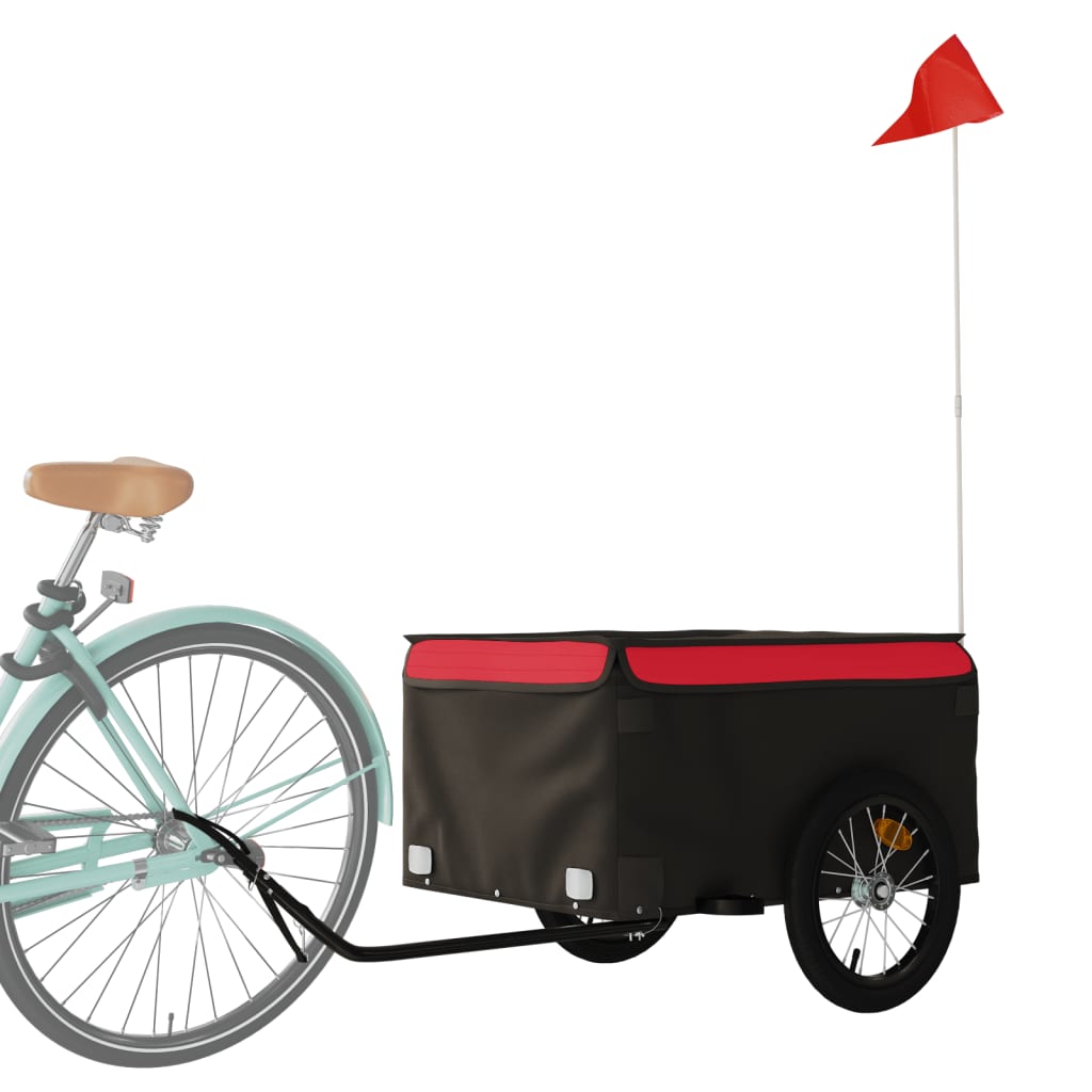 Vidaxl Bicycle Trailer 45 kg de fer noir et rouge