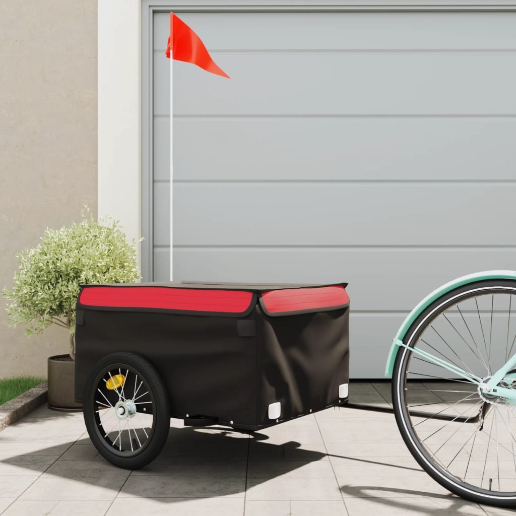Vidaxl Bicycle Trailer 45 kg de fer noir et rouge