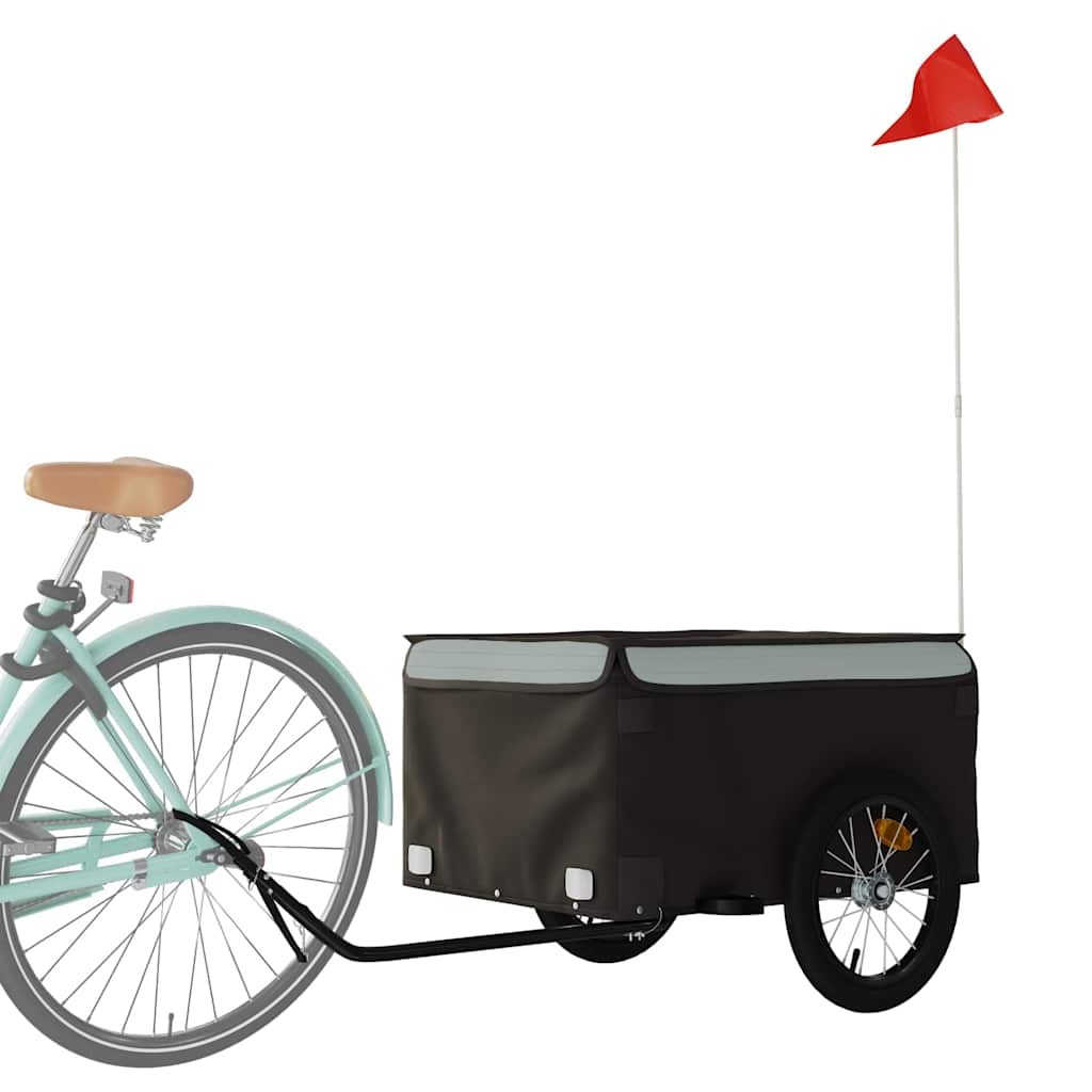 Vidaxl Bicycle Trailer 45 kg de fer noir et gris