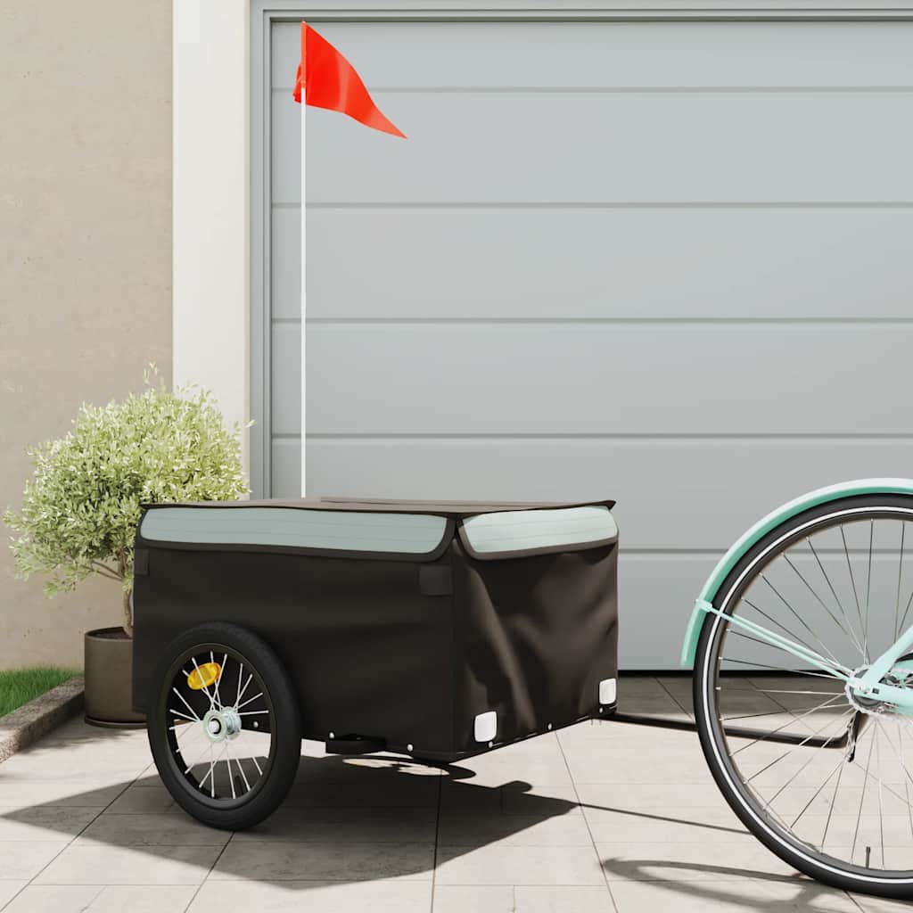 Vidaxl Bicycle Trailer 45 kg de fer noir et gris