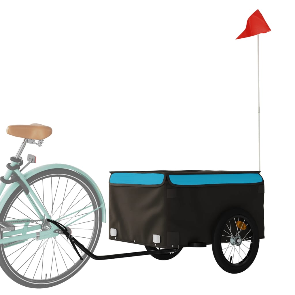 Vidaxl Bicycle Trailer 45 kg de fer noir et bleu
