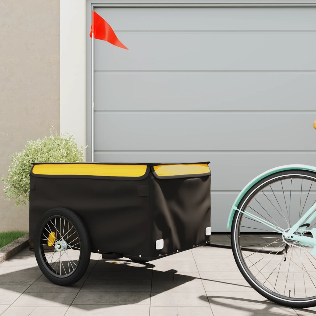 Vidaxl Bicycle Trailer 45 kg de fer noir et jaune
