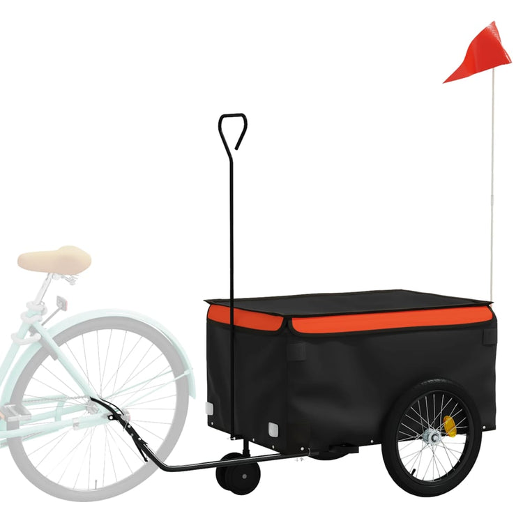 VidaXL remorque à vélo 30 kg fer noir et orange