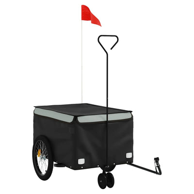 Vidaxxl remorque à vélo 30 kg fer noir et gris