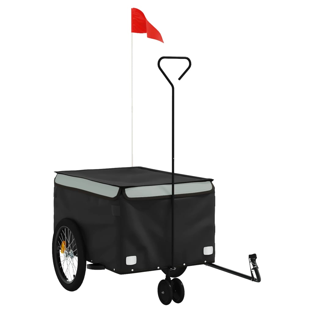 Vidaxxl remorque à vélo 30 kg fer noir et gris
