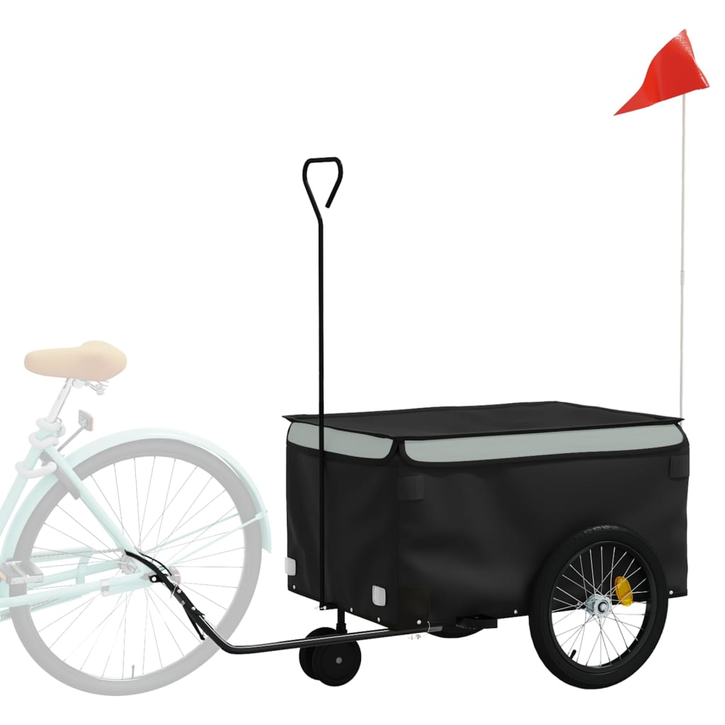 Vidaxxl remorque à vélo 30 kg fer noir et gris