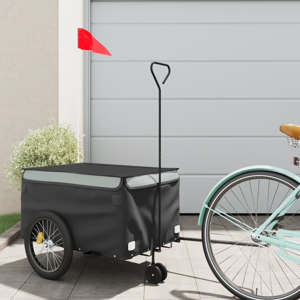 Vidaxxl remorque à vélo 30 kg fer noir et gris