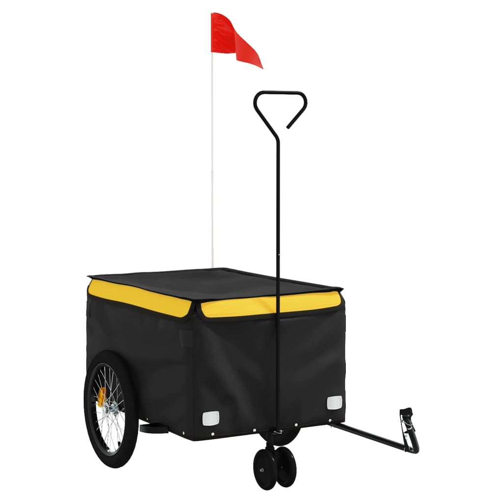 Vidaxl Bicycle Trailer 30 kg de fer noir et jaune