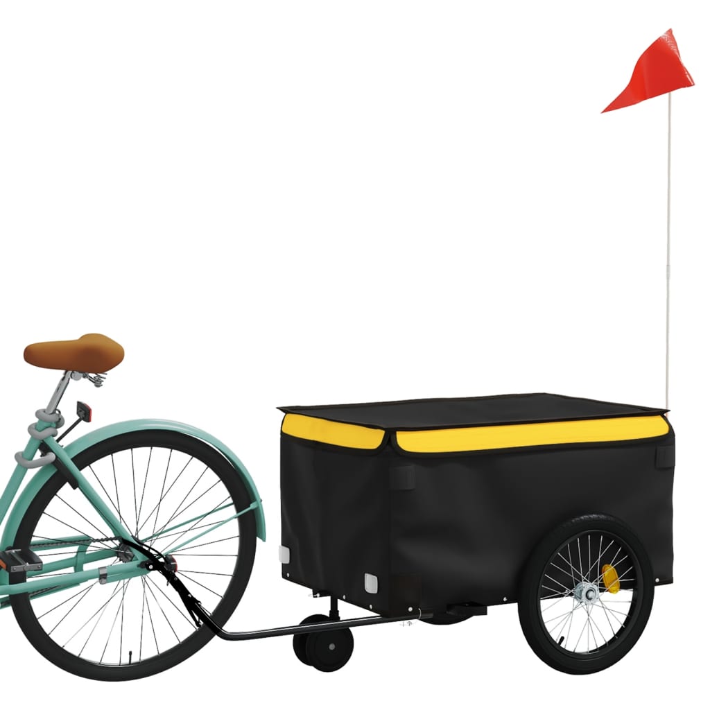 Vidaxl Bicycle Trailer 30 kg de fer noir et jaune