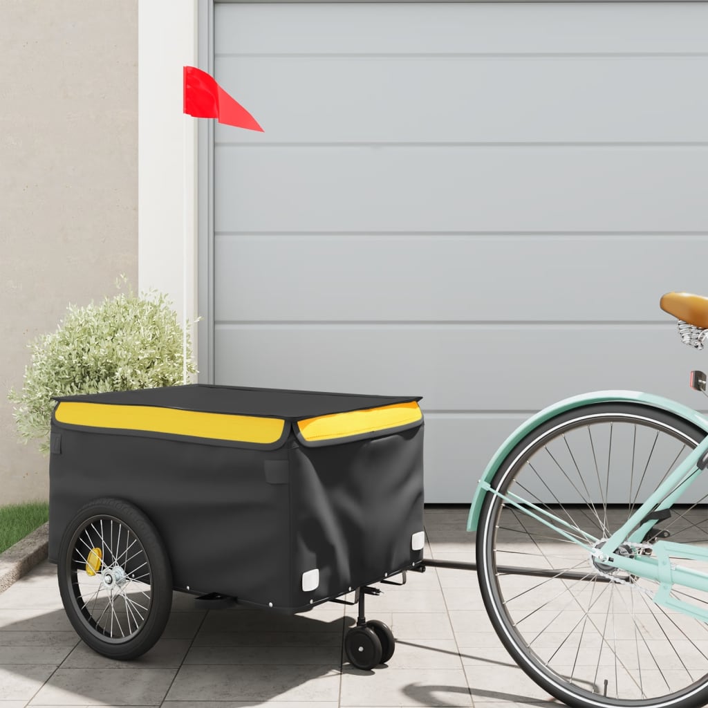 Vidaxl Bicycle Trailer 30 kg de fer noir et jaune