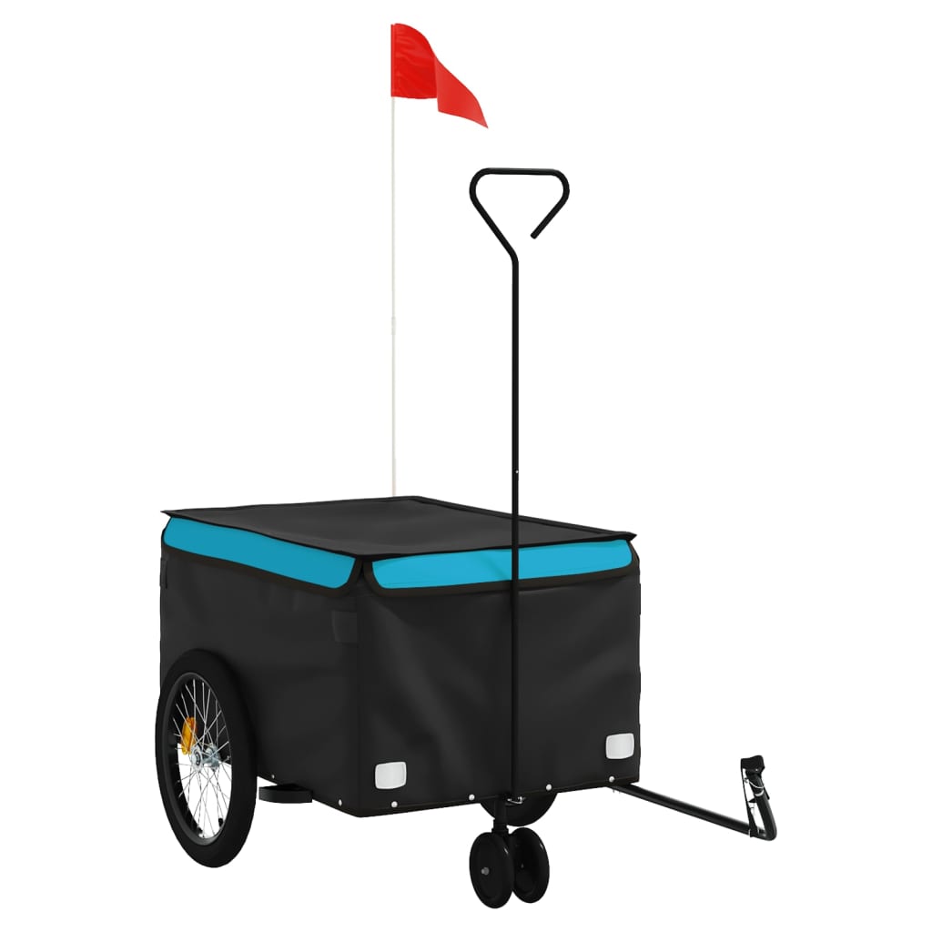 Vidaxl Bicycle Trailer 30 kg de fer noir et bleu