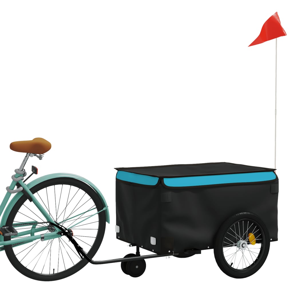Vidaxl Bicycle Trailer 30 kg de fer noir et bleu