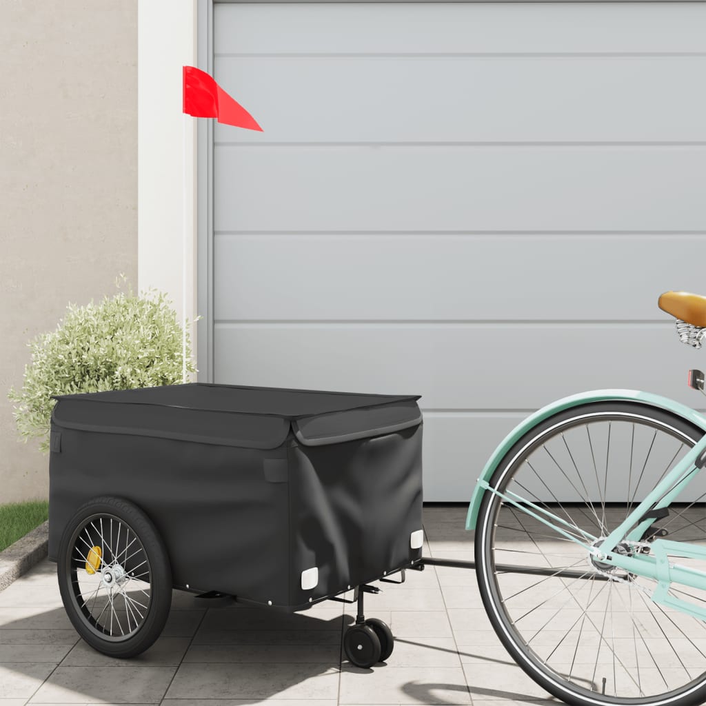 Vidaxl Bicycle Trailer 30 kg de fer noir