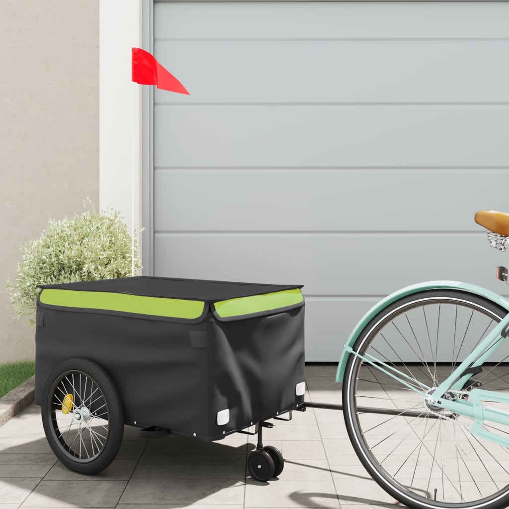Vidaxl Bicycle Trailer 30 kg de fer noir et vert