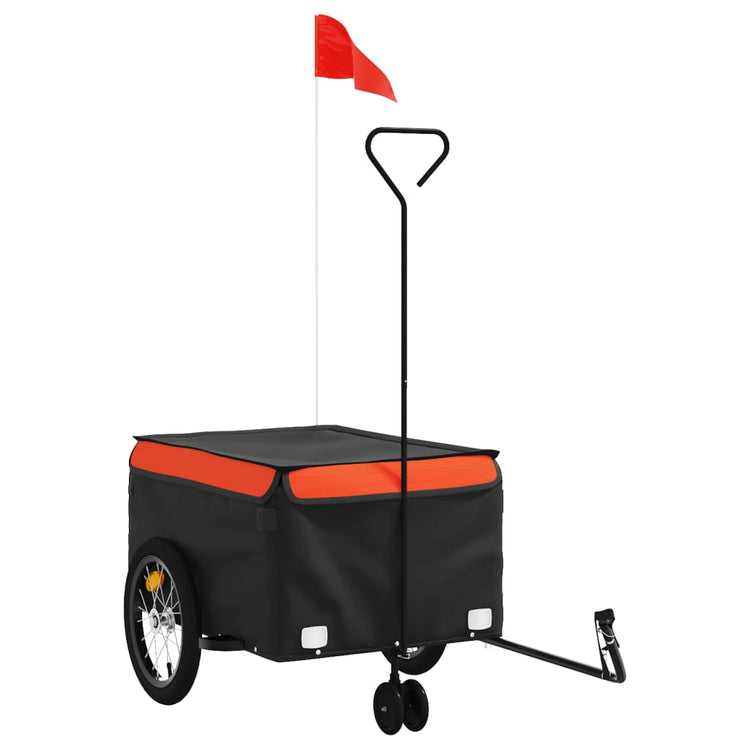 Vidaxl Bicycle Trailer 45 kg de fer noir et orange