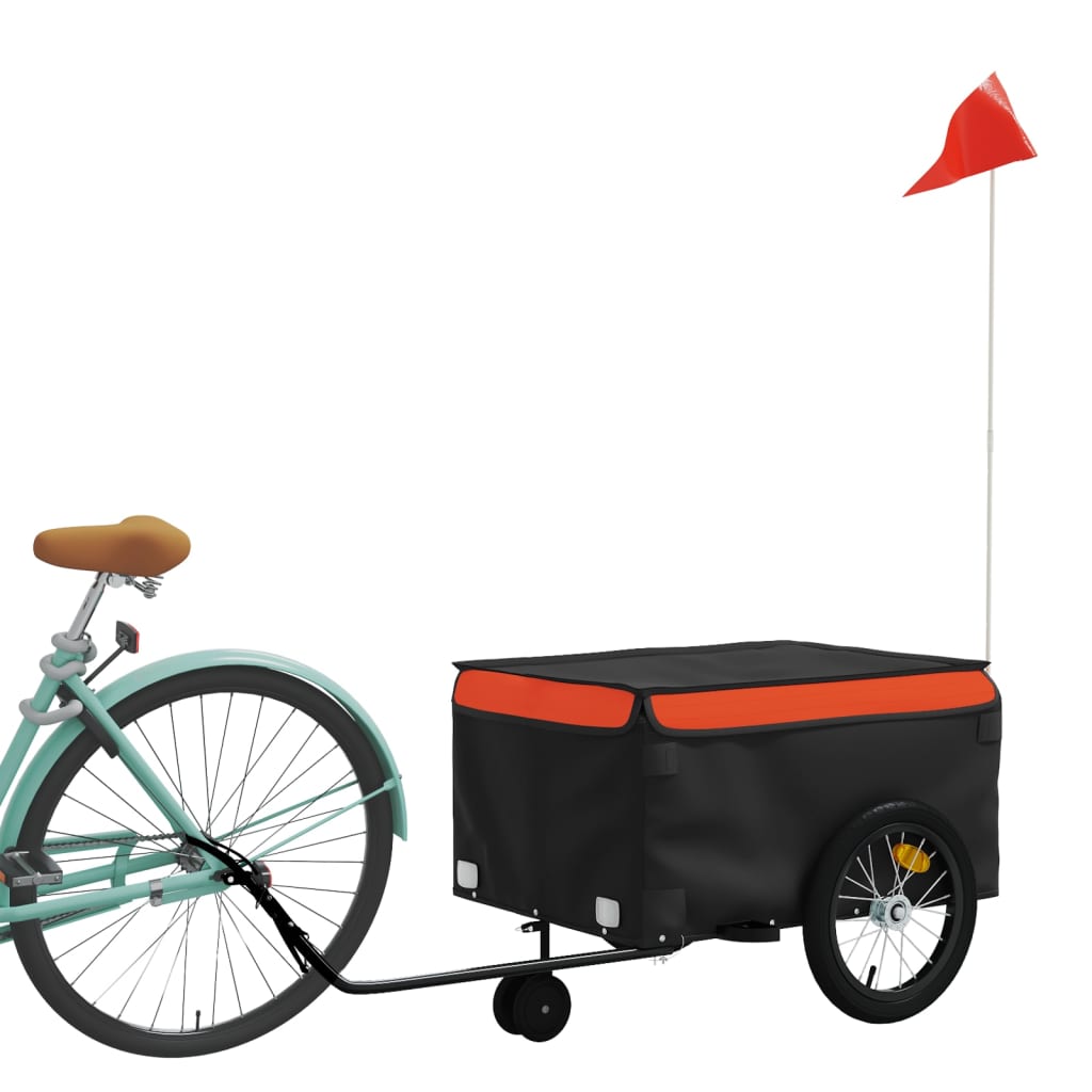 Vidaxl Bicycle Trailer 45 kg de fer noir et orange