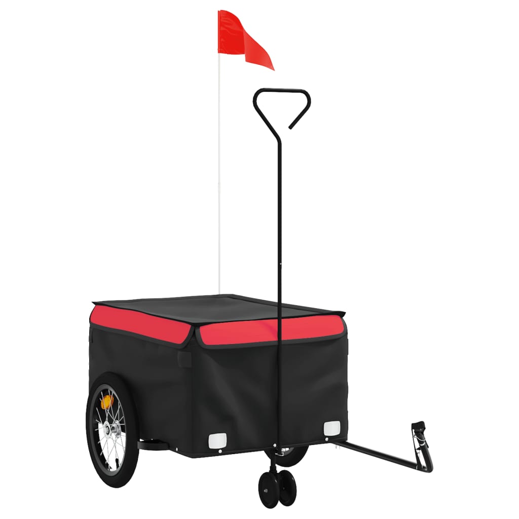 Vidaxl Bicycle Trailer 45 kg de fer noir et rouge