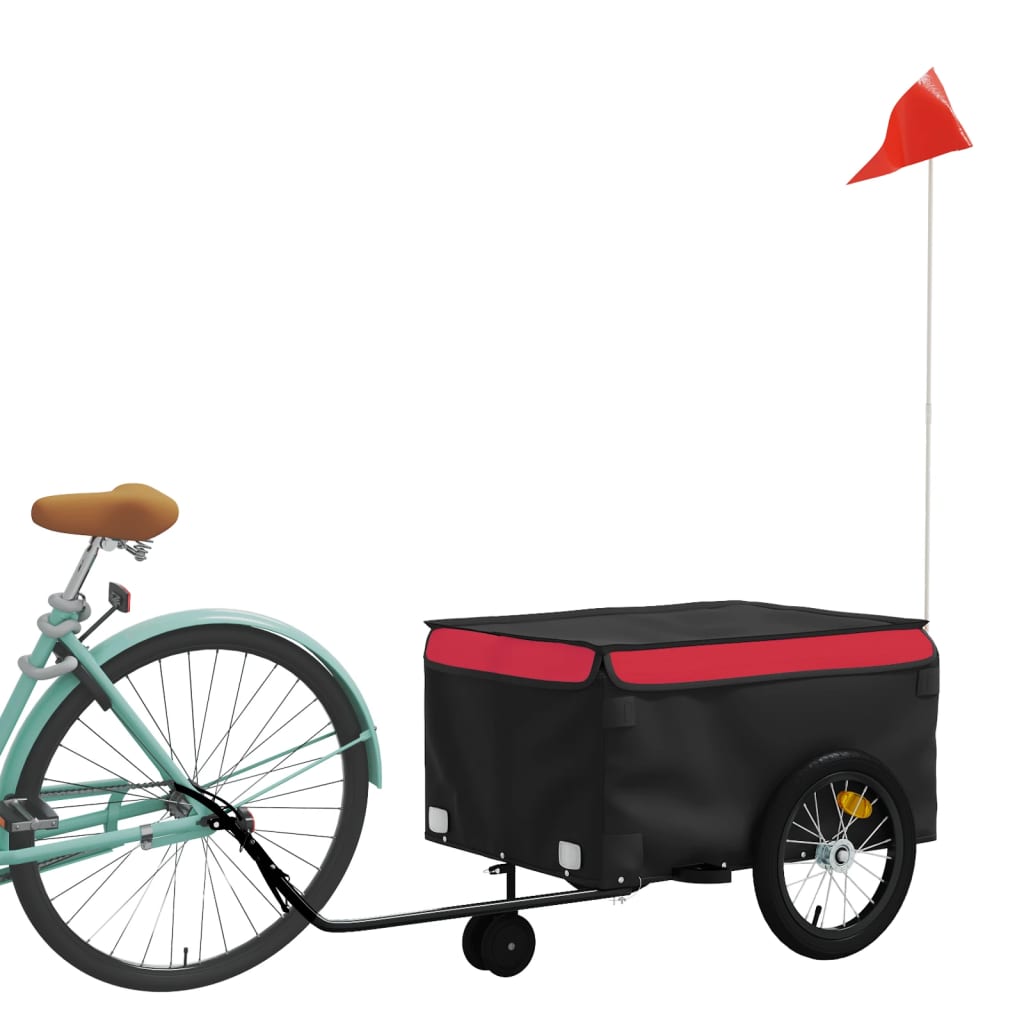 Vidaxl Bicycle Trailer 45 kg de fer noir et rouge