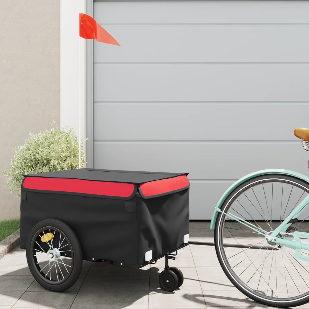 Vidaxl Bicycle Trailer 45 kg de fer noir et rouge