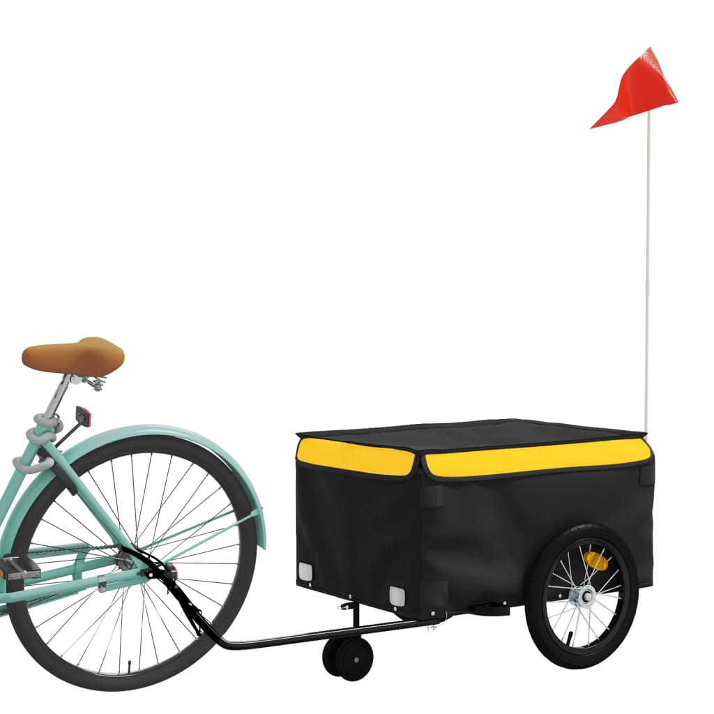 Vidaxl Bicycle Trailer 45 kg de fer noir et jaune