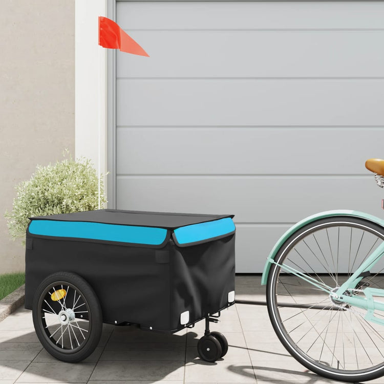 Vidaxl Bicycle Trailer 45 kg de fer noir et bleu